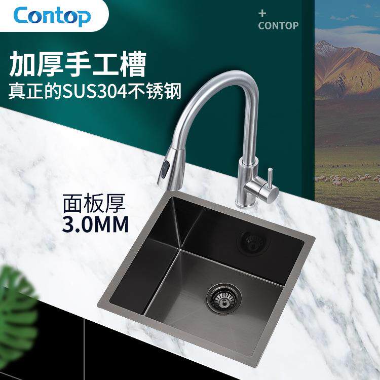 黑色纳米手工水槽台下不锈钢加厚洗碗盆黑金刚厨房单槽洗菜池现货