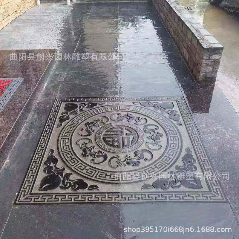 石雕浮雕壁画庭院地雕大理石过门槛石青石铺路中式五福字玄关窗花