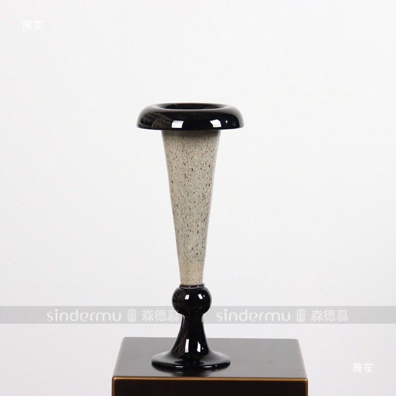 中古风现代新中式玻璃花瓶花艺套装样板间售楼处酒店玄关饰品展厅
