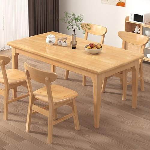 实木餐桌椅组合家用现代简约小户型吃饭桌子原木风北欧长方形书桌