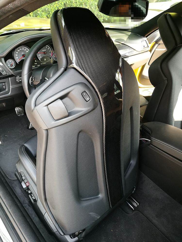 适用宝马F80 M3/F82 F83 M4碳纤维座椅后盖板 M4座椅椅背头枕后盖
