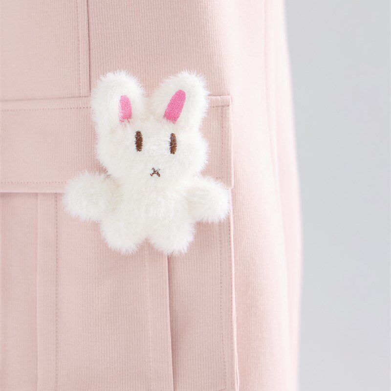 【恒温自发热】立体毛绒r兔子玩偶套装卫衣外套工装卫裤女童秋新