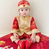 一周岁礼服e男女宝宝中式 套 婴幼儿抓周服春秋生日宴复古喜庆唐装