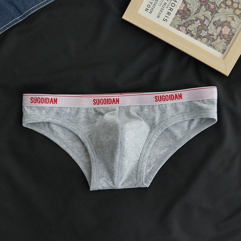 男士三角裤纯棉低腰男内裤纯色性感E显凸底裤青年裤衩男生舒适裤