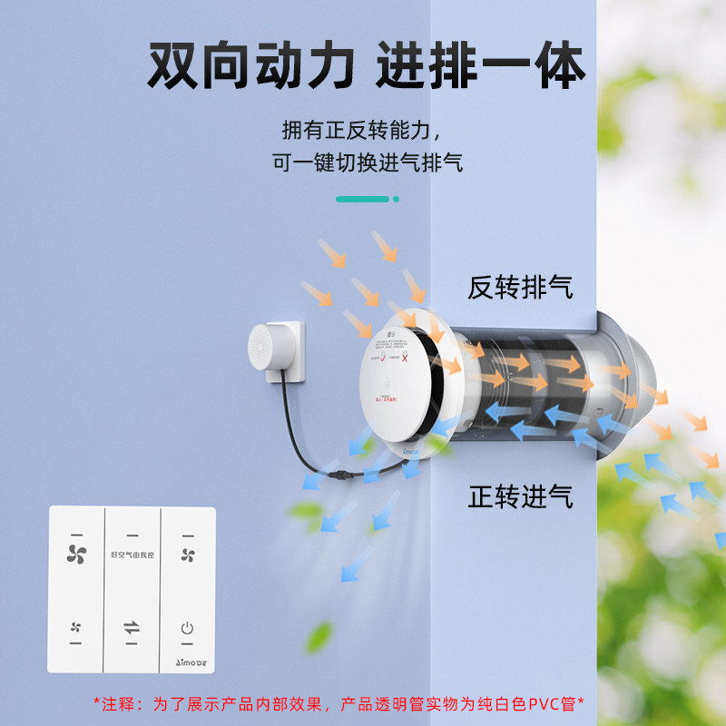 埃默德室内新风系统家用穿墙w体式通风器换气机双向流空气循环全