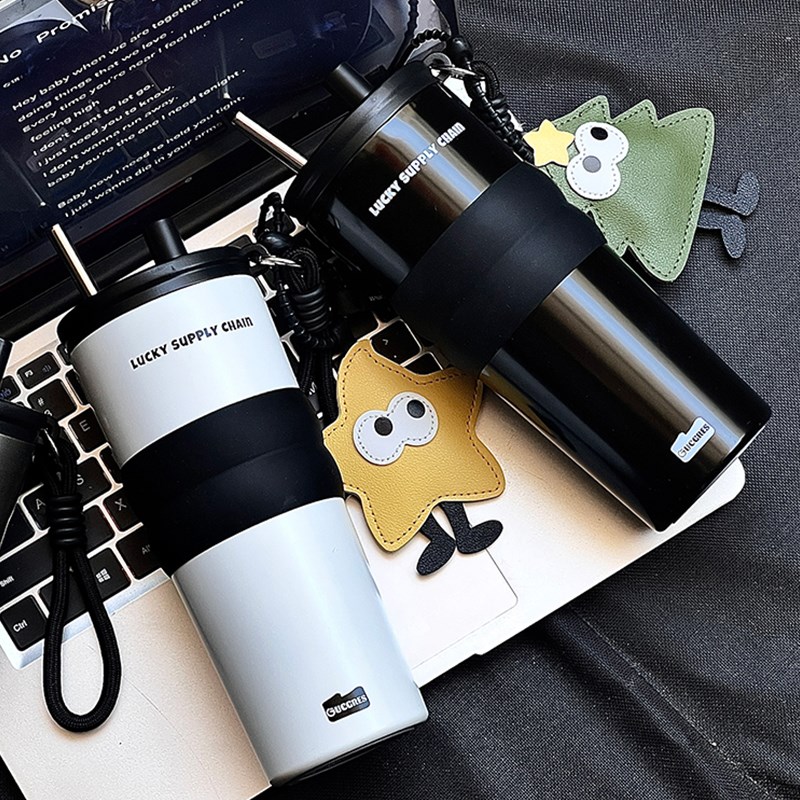 大容量冰霸杯陶瓷不锈钢保温杯高颜值水杯吸管杯S子车载随行咖啡