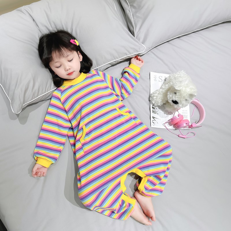 女童连体睡衣0春秋款2纯棉女孩睡袋1岁婴儿宝宝R睡袋秋冬季家居服