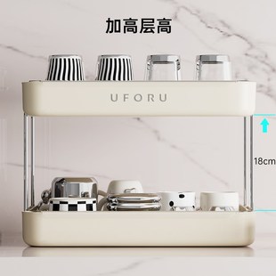 杯子收纳置物架桌面放水杯收藏z架餐桌托盘家用茶杯架双层沥水杯