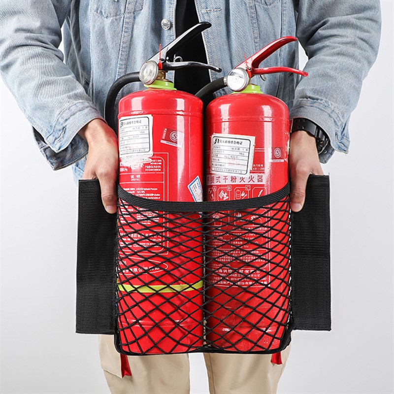 汽车后备箱网兜收纳固定t神器魔术贴车置物袋车载灭火器固定收纳