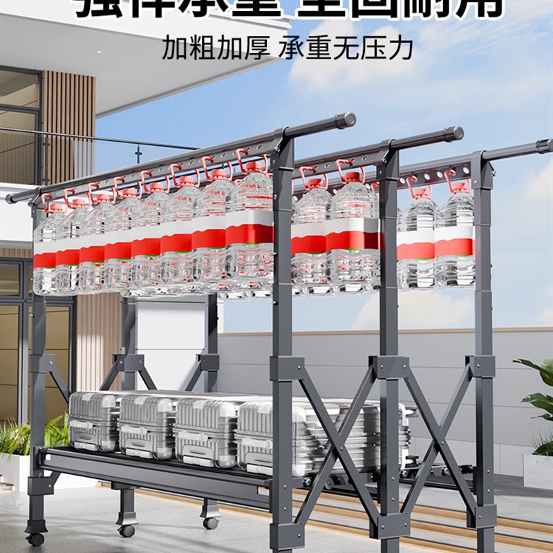 户外防风落地晾衣架别墅天台家用伸缩阳台晒N被子神器室外折叠衣