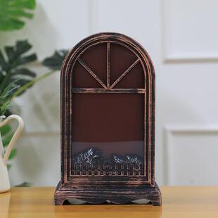 跨境新款壁炉木炭柴火堆仿火焰风灯摆件圣诞节布置装饰品挂钟摆饰