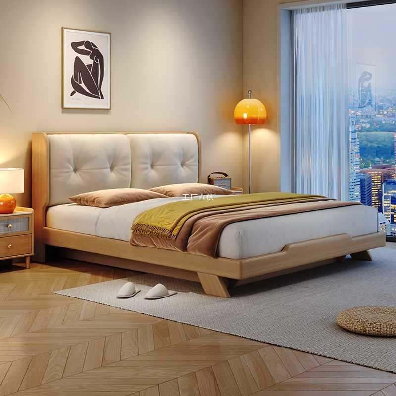 白蜡木床全实木床原木风北欧双人床1米8主卧大床高箱气压储物床