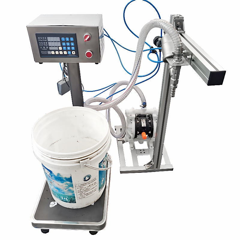 称重计量气动真石漆油漆桶装涂料颜料胶水粘稠浆料膏体分灌装机
