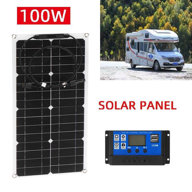 100W柔性太阳能电池板套件 户外房车船太阳能板供电 30A40A控制器
