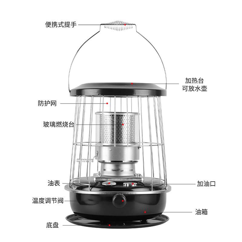 手提式户外取暖神器 循环送暖取暖器 户外烤火神器露营煤油灯取暖