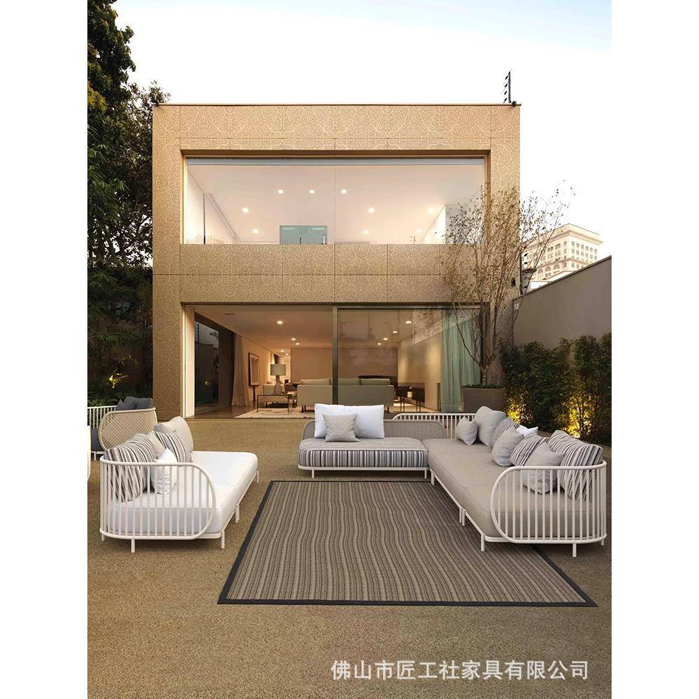 户外庭院沙发编藤椅子单人编绳露台室外阳台椅别墅名宿家具茶几