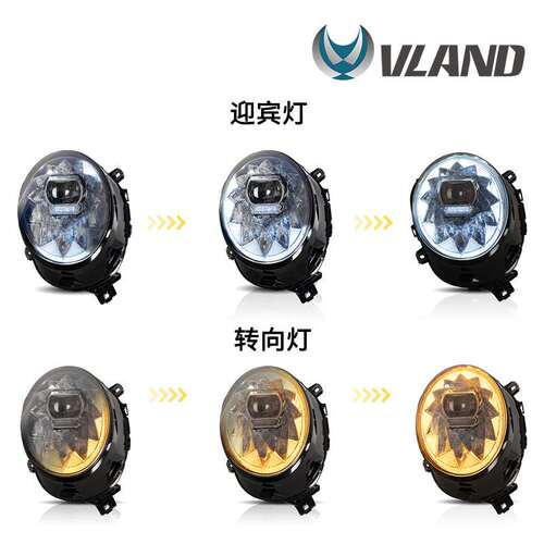 vland适用于宝马mini2014-2018F56改装大灯总成LED双光透镜灯现货