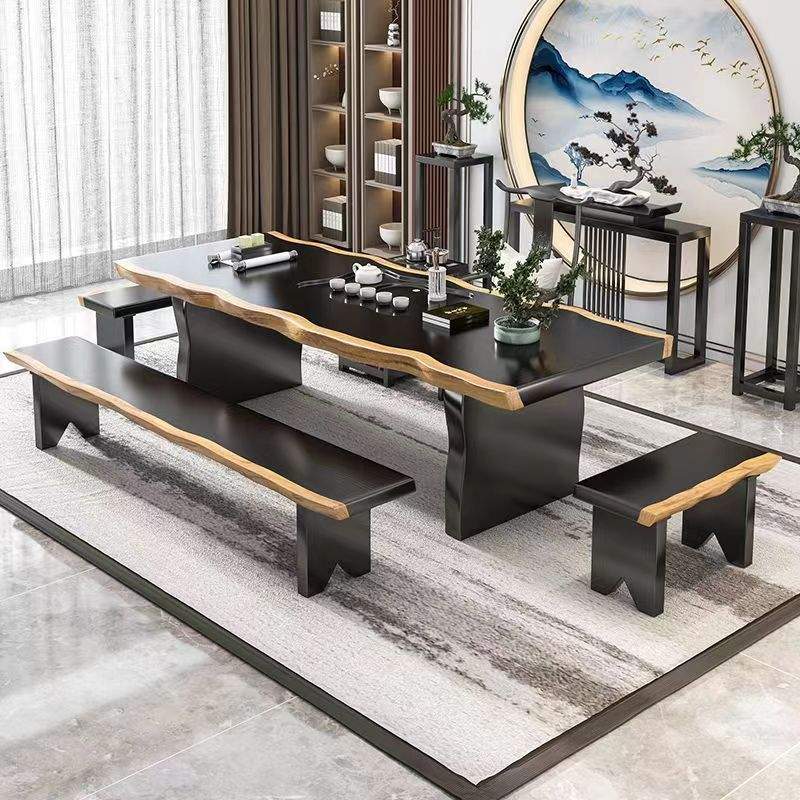 实木无拼接新中式茶桌椅组合整版功夫禅意桌办公室泡茶桌茶台桌子