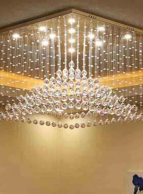 现代简约led方形客厅灯水晶灯卧室餐厅灯金字塔创意水晶吊灯