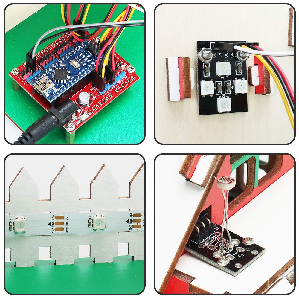 兼容Arduino Nano编程圣诞小屋套件STEM家居入门级木屋编程套装