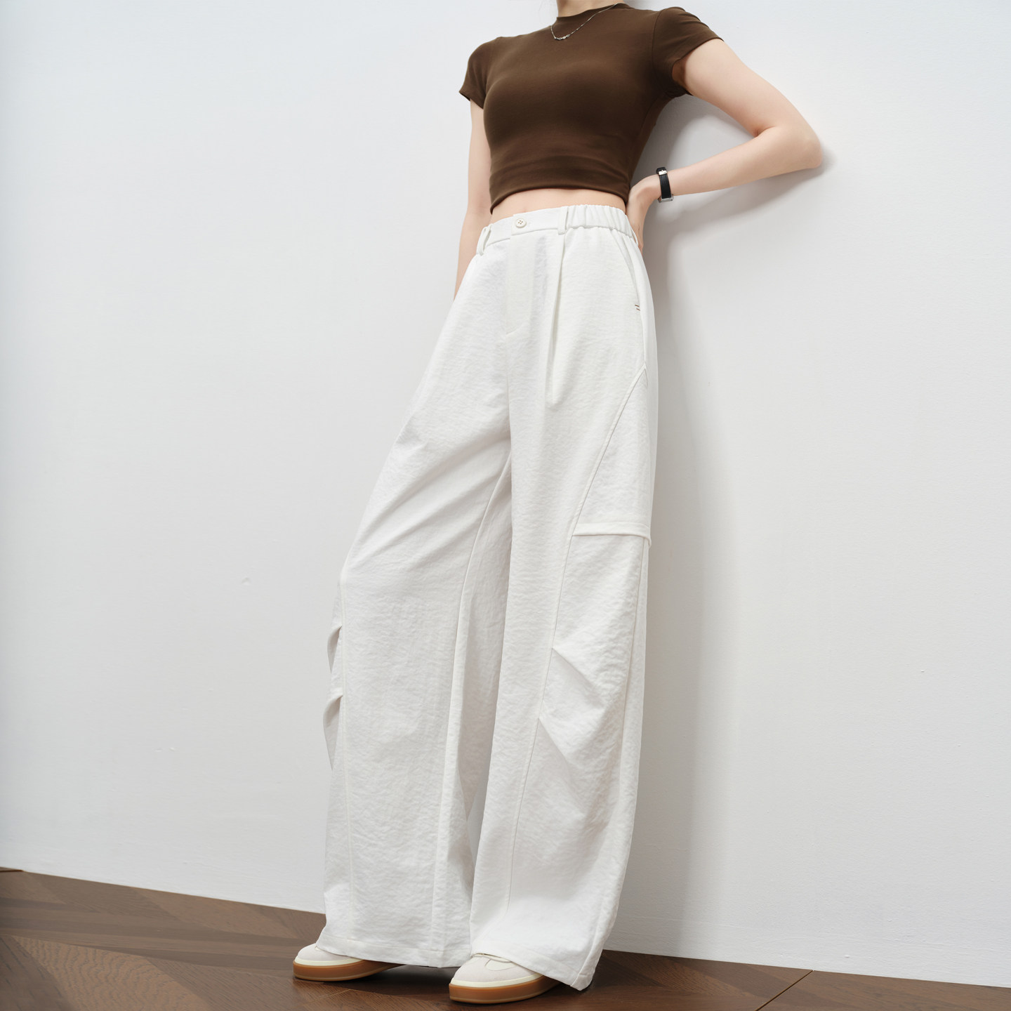 白色工装裤2026女春季新款高个子加长高腰宽松镰刀弯刀阔腿裤子,女装/女士精品,时尚工装裤,淘宝优惠券,粉丝福利购,淘宝优惠卷