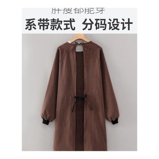 围裙透气春秋工作服男女加肥家用厨房防油污男女 加大棉布罩衣长袖