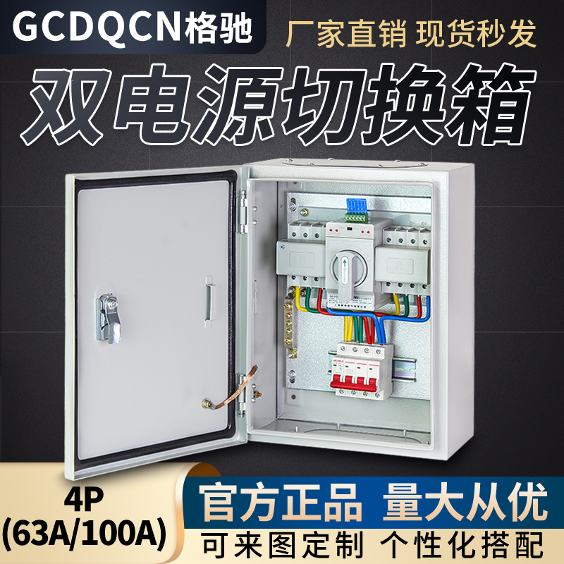 双电源切换箱自g动转换开关配电箱220v转换器100a63a家用单相电箱