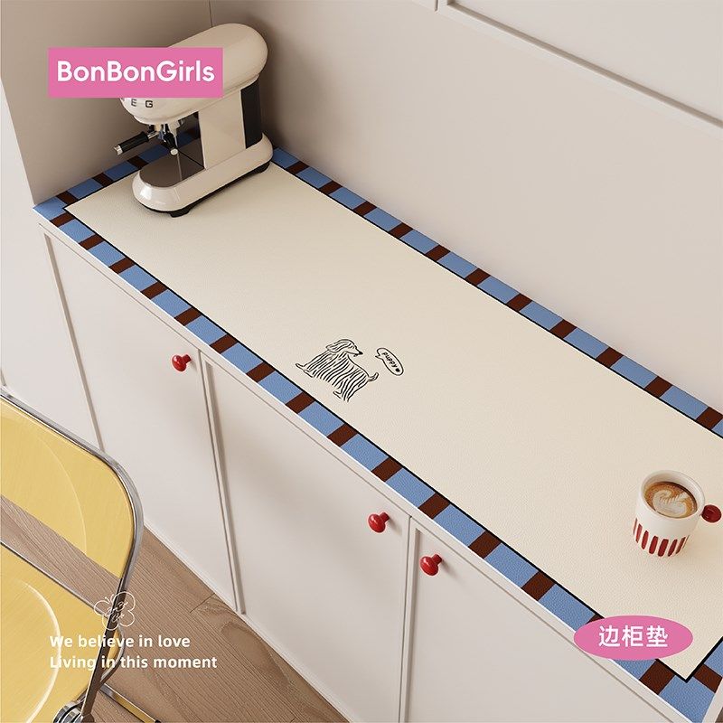 简约中古风电视柜桌垫餐边柜玄关台面保护垫桌布PVC皮革防水防油