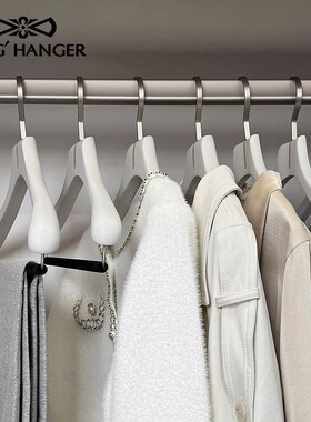 KH高端实木衣架白色高档西服大衣衣挂轻奢高级衣柜衣帽间木质衣撑