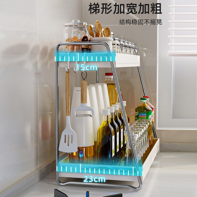 不锈钢厨房调料架双层家用u台面调味品置物架多功能油盐酱醋收纳