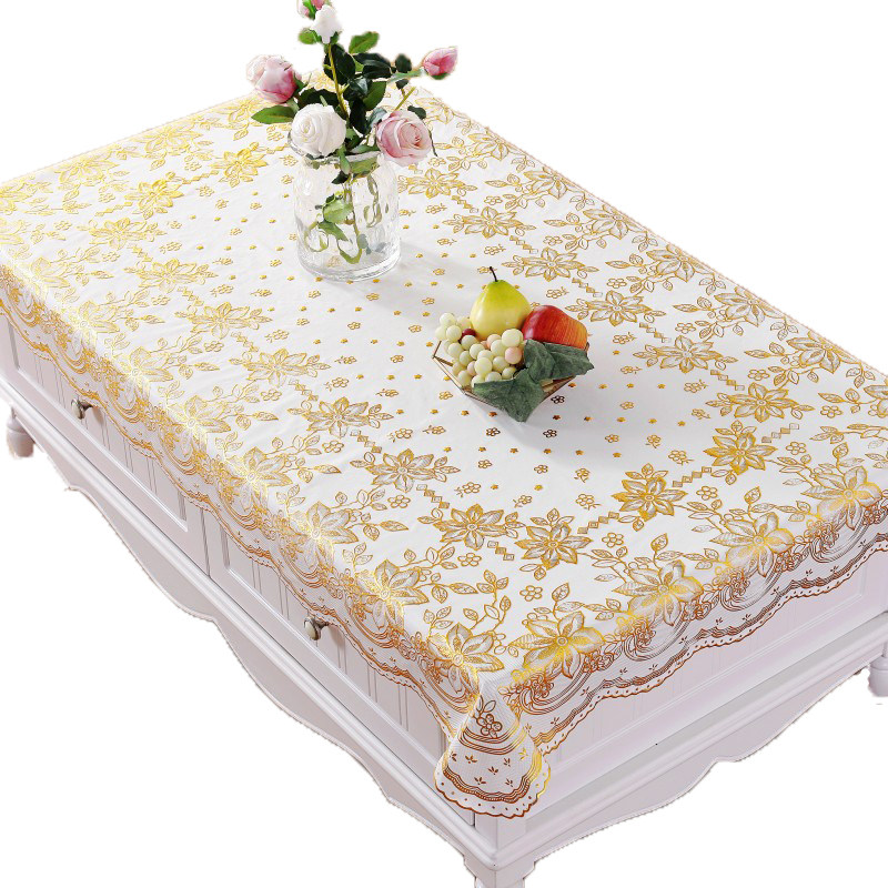 PVC茶几垫烫金桌布防水防烫长方形欧式简约现代免洗塑料餐桌台布,居家布艺,桌布,淘宝优惠券,粉丝福利购,淘宝优惠卷