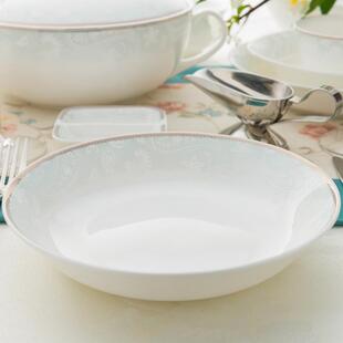 隆达骨瓷折扣餐具套装碗盘家用现代轻奢金边高档礼品蓝云锦微瑕