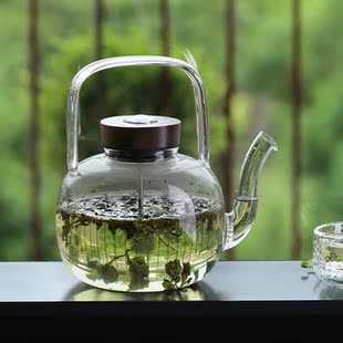 高硼硅耐热玻璃提梁烧水壶煮茶器明火围炉家用 台湾宜龙专利感温式