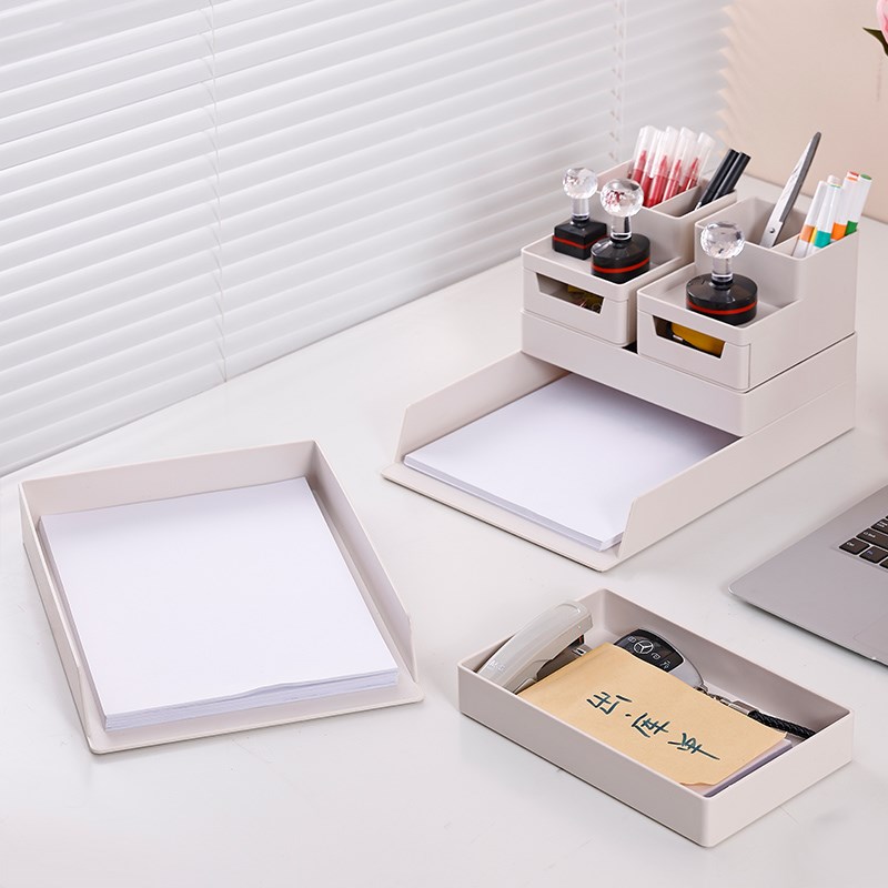 白色桌面收纳盒学生书架宿舍v多层叠加置物架办公资料a4文件收纳