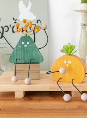 阿楹 创意客厅柜子吊脚娃娃摆件幼儿园儿童厨房装饰X幸福感小物件