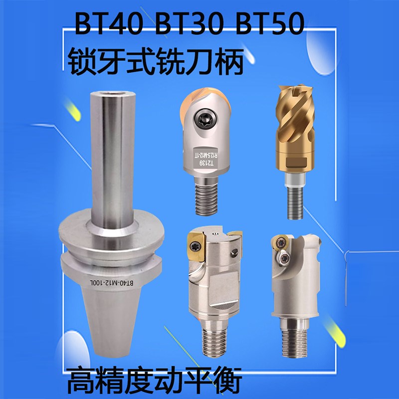 BT40BT30锁牙式n铣刀柄BT50台湾高精抗震可换式铣刀头接杆M8M12M1