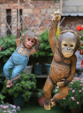 花园装饰 庭院摆件户外树上装饰 创意K 仿真动物树脂小猴子摆件