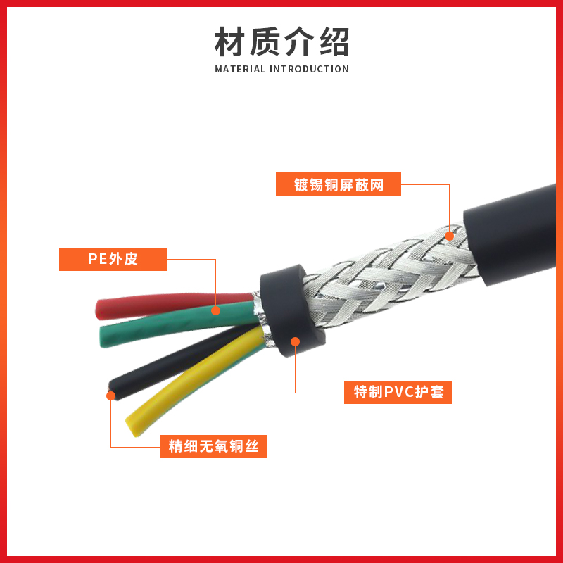 屏蔽线RVVP2芯3芯4芯p5芯0.3 0.5 0.75平方纯铜音频线信号线电缆