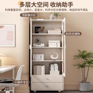 实木柜书储物柜一体GNN家置物柜落地儿童油奶风防尘客厅用收纳柜