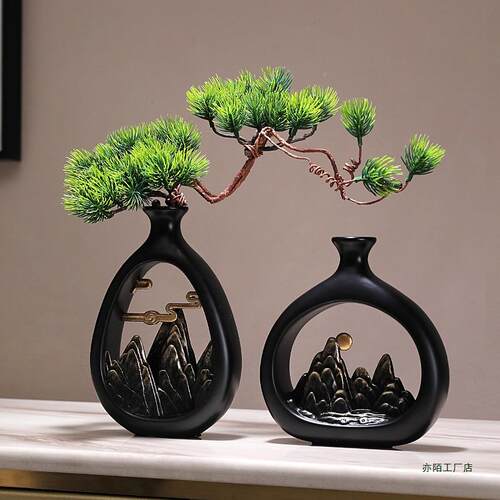 新花瓶中摆件玄客厅插花感博F99MT996古架式家居客厅电视柜关装饰