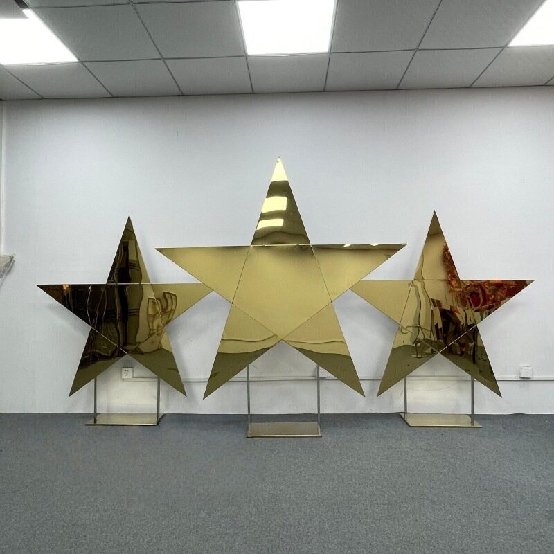 金色婚礼背景架不锈钢星星屏风装饰道具户外婚庆装饰摆件星星拱门
