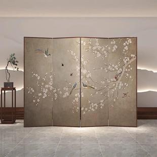 实木折叠移动室内新家用可订门公室TZL 花鸟屏风隔断客办厅进中式
