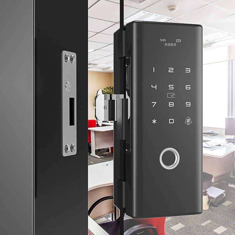 公司电子锁推拉门玻璃门门锁密码锁指纹锁单门双开门免开孔智能锁