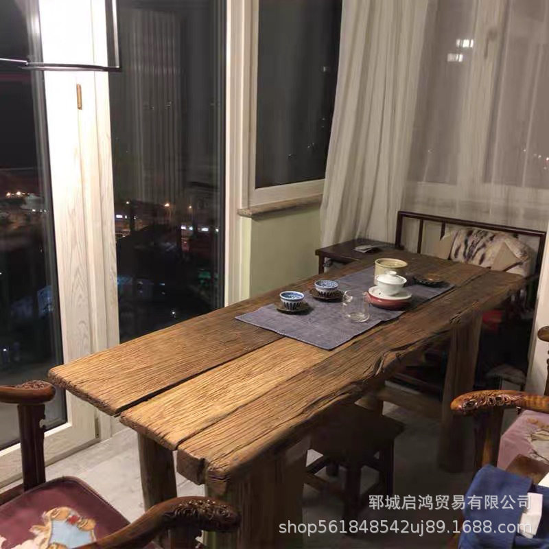 老榆木门板复古茶桌民宿饭店
