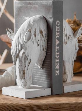 法墙式树马脂工艺品动物复古创意头摆件窗桌面摆饰书挡A325靠橱装