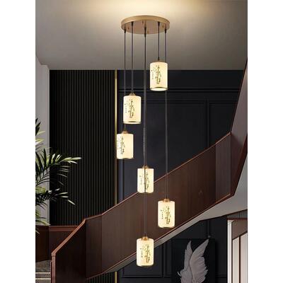 现别CUB代新中式复式楼吊灯楼楼梯间墅旋转楼梯间楼梯灯梯长吊灯