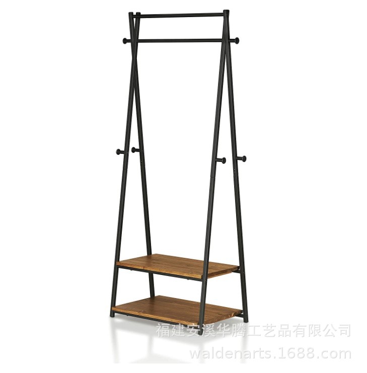 美式乡村落地衣帽架置物两用