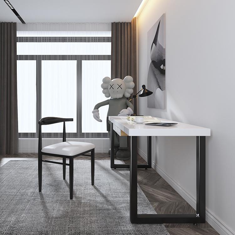 人现椅代简约木电脑实桌台式家用书房办公桌卧室QOJ烤漆白单书桌