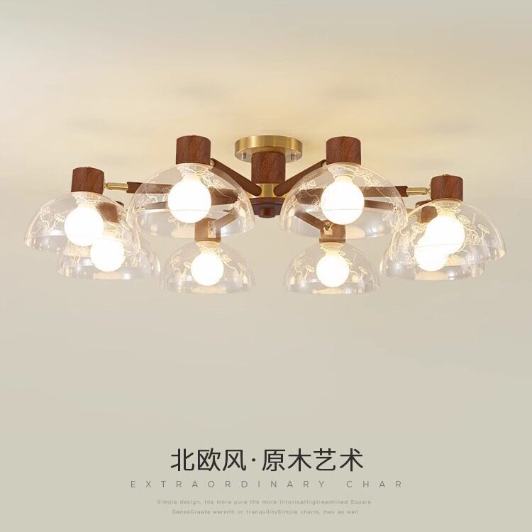 现代简约客厅灯新中式创意原木风卧室书房吸顶灯温馨大方led灯具