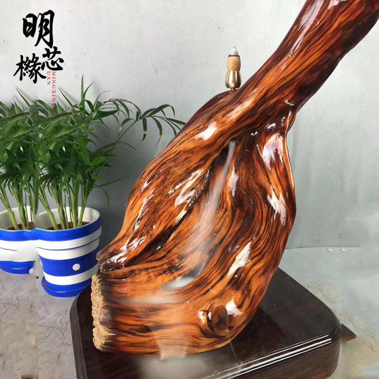 崖柏陈化红油虎皮纹倒流香摆件